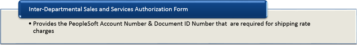 Inter-Departmental Sales and Services Authorization Form - Provides the PeopleSoft Account Number and Document ID Number that are required for shipping rate charges