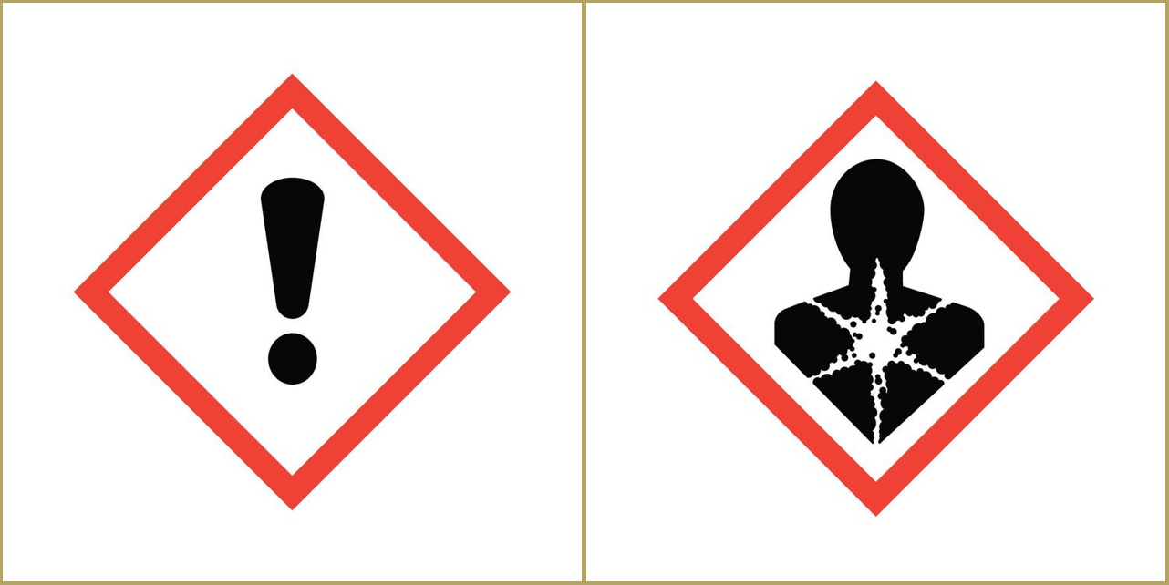 GHS hazard symbols for health hazard and exclamation mark