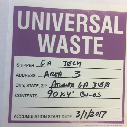 example of universal waste tag