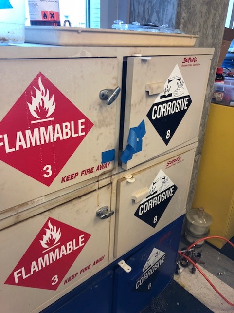 beige flammables cabinet