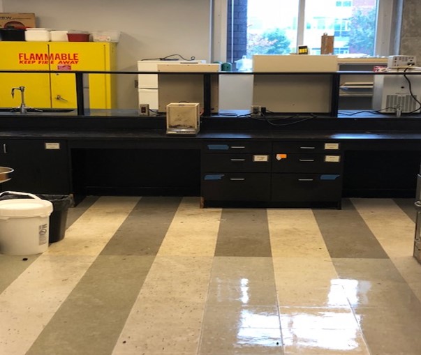 lab with clean counters and a shiny floor