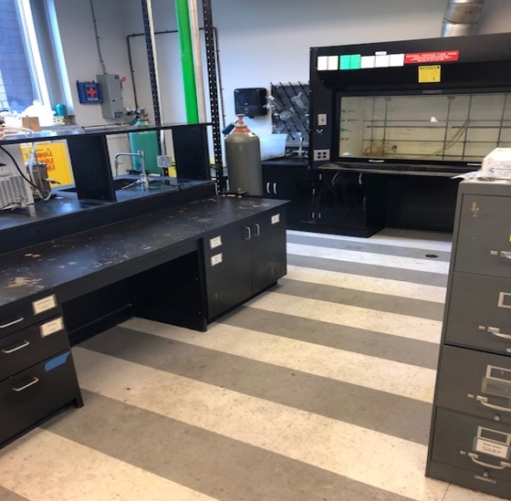 clean lab bench and clean fume hood