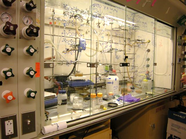 fume hood with experiment running